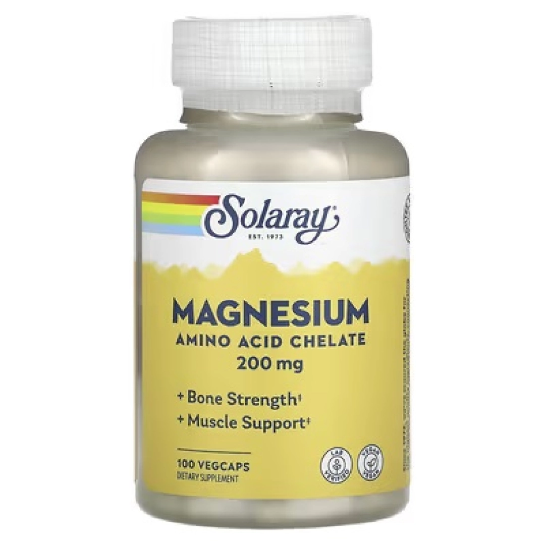 Solaray, Magniy, 200 mg, 100 o‘simlik kapsulasi VegCaps (04630)