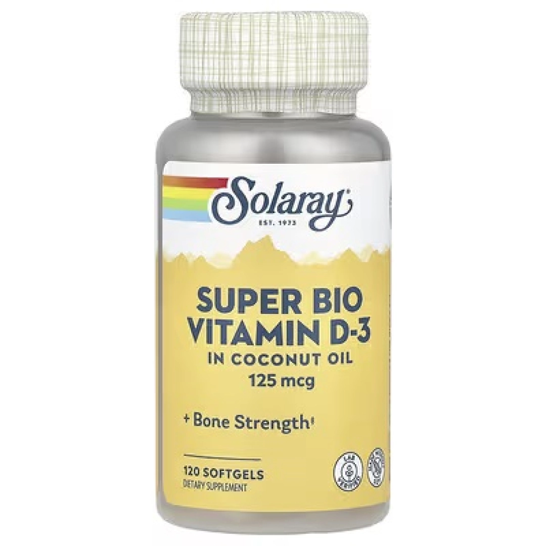 Solaray, Super Bio Vitamin D-3, 5000 ME, 120 yumuşoq kapsulalar (69755)