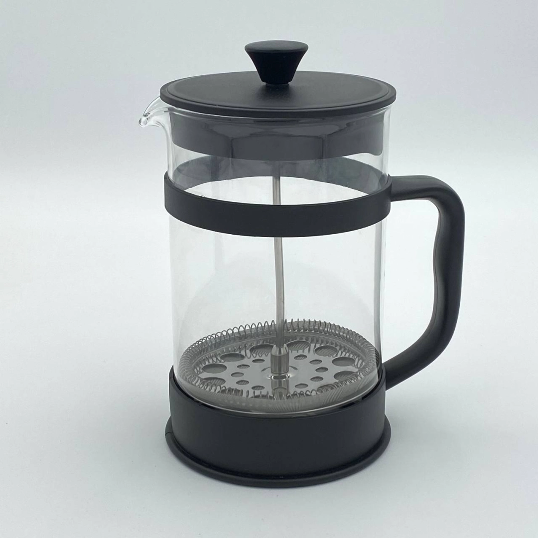 Royal home tableware & more Kofe va choy uchun pressli choynak 1L shaffof (qora)