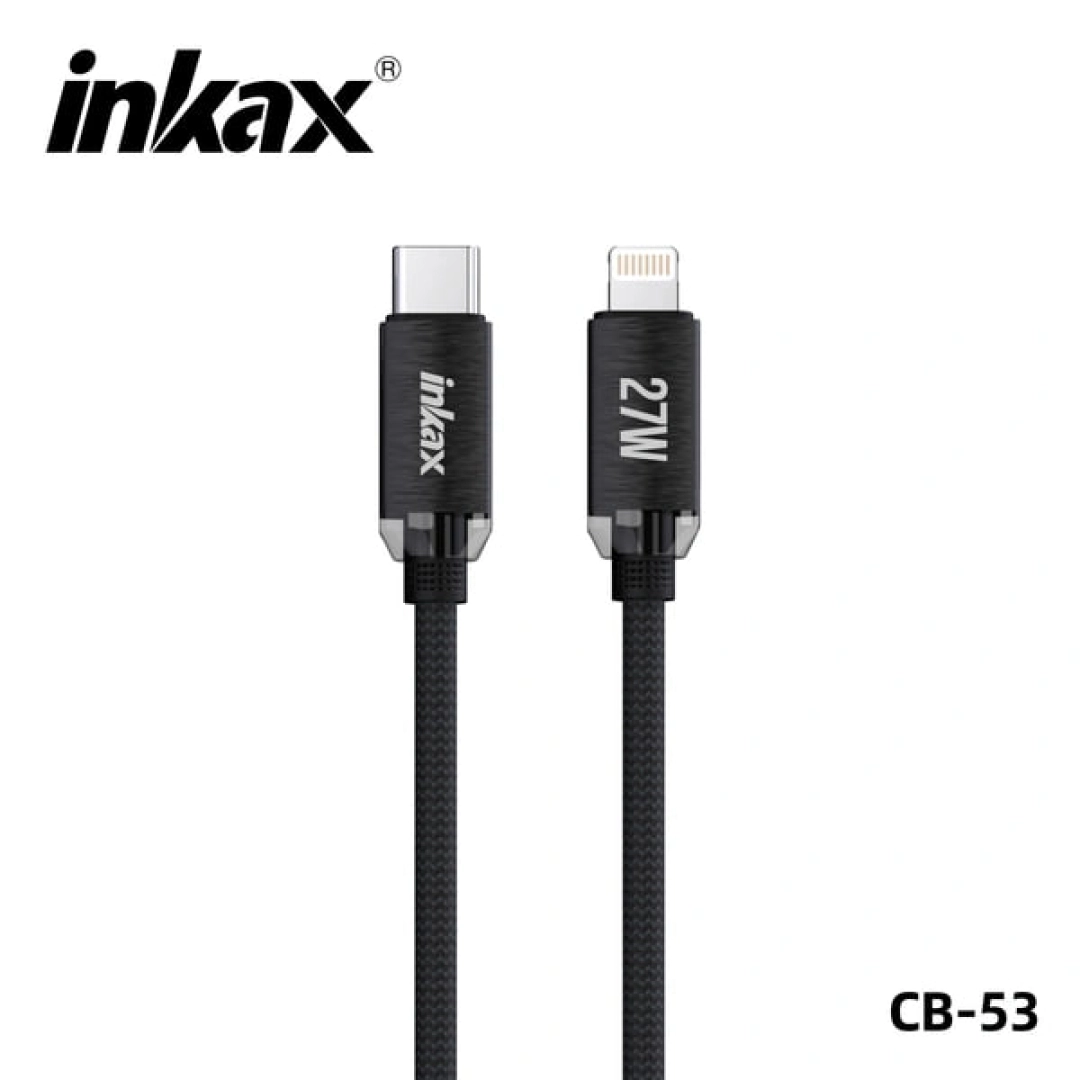 Inkax CB-53 Type-C to Lightning 27W 1m kabeli, Black