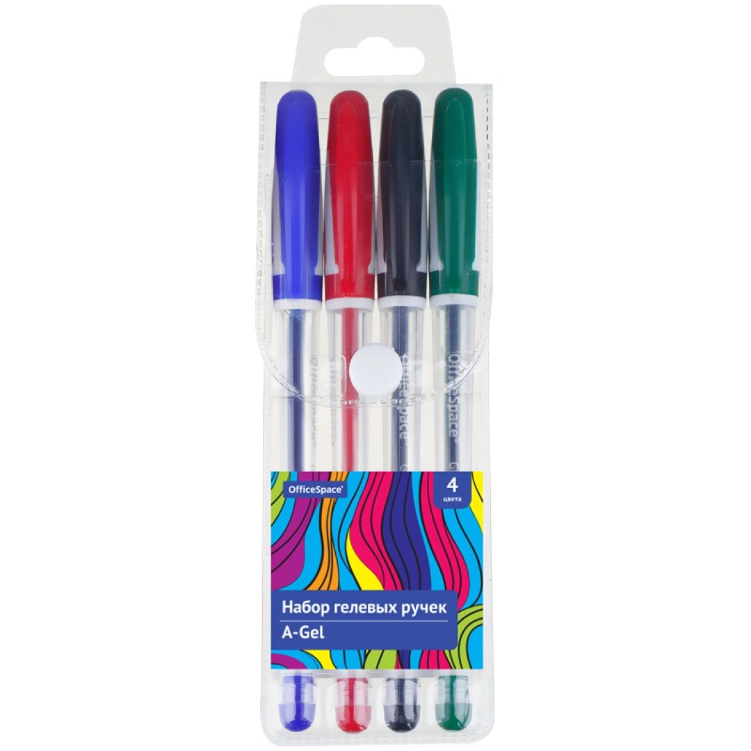 OfficeSpace A-Gel jel qalamlari to'plami, 4 rang, 0,5 mm