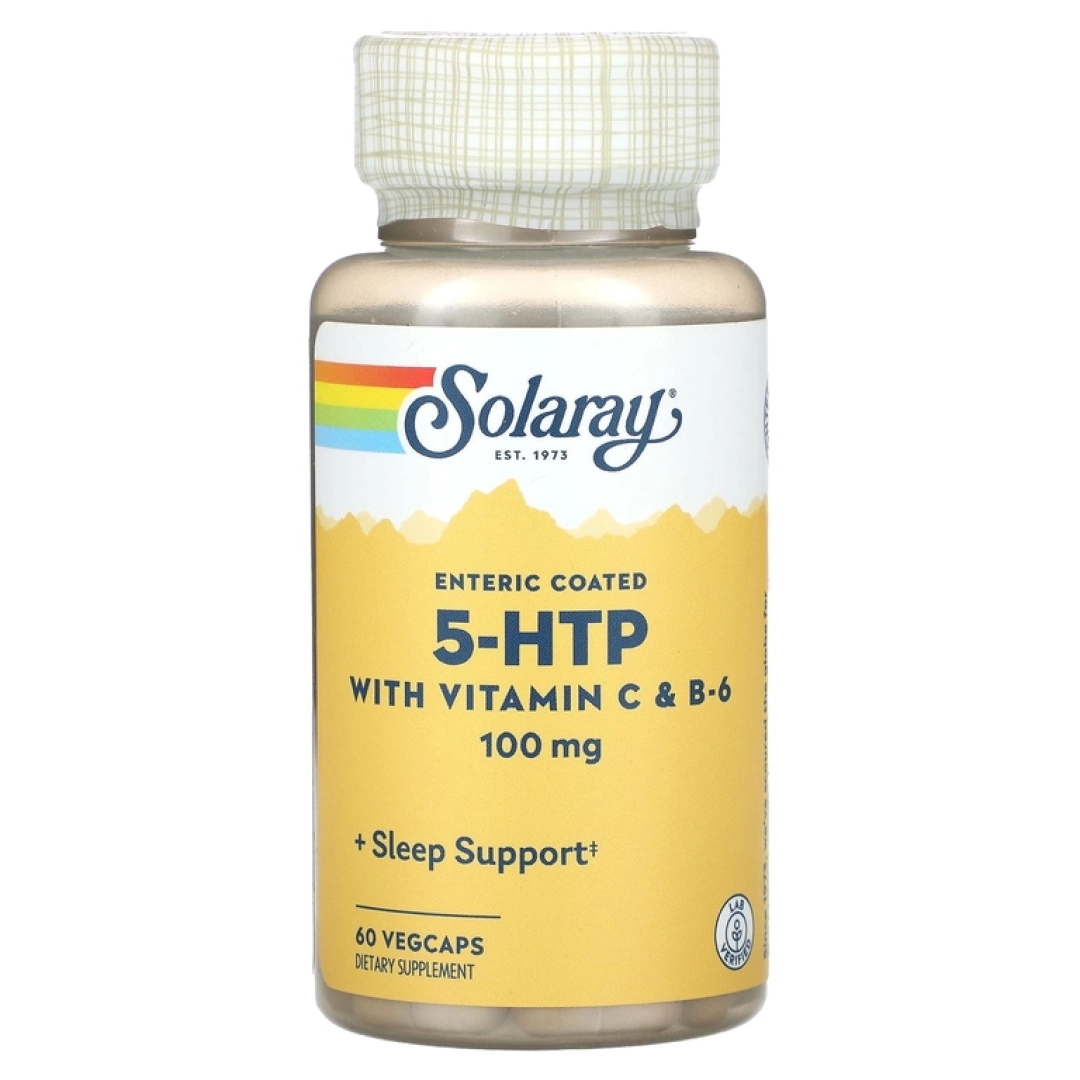 Solaray, 5-HTP C va B6 vitaminlari bilan, 100 mg, 60 vegetarian kapsula (36668)