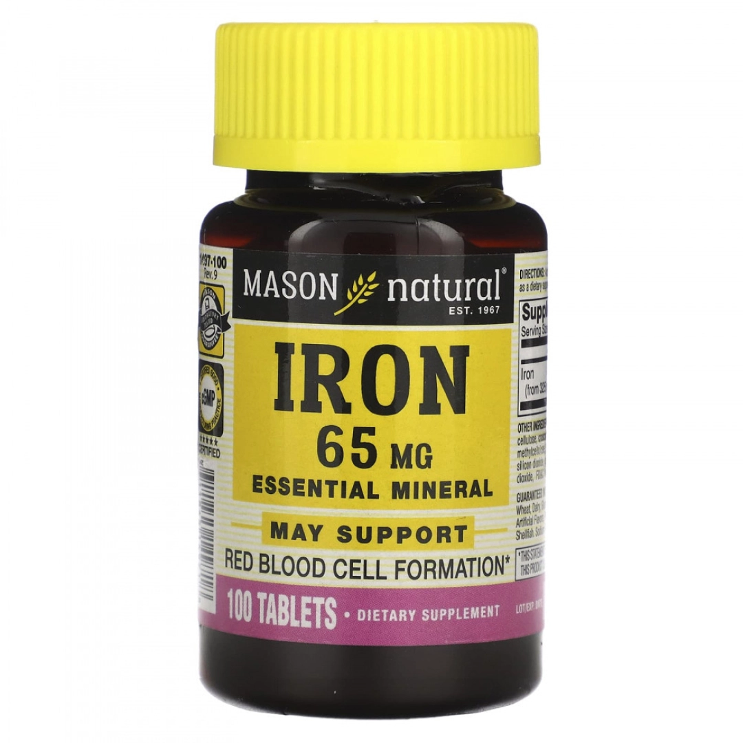 Mason Natural, temir, 65 mg, 100 ta tabletka (14971)
