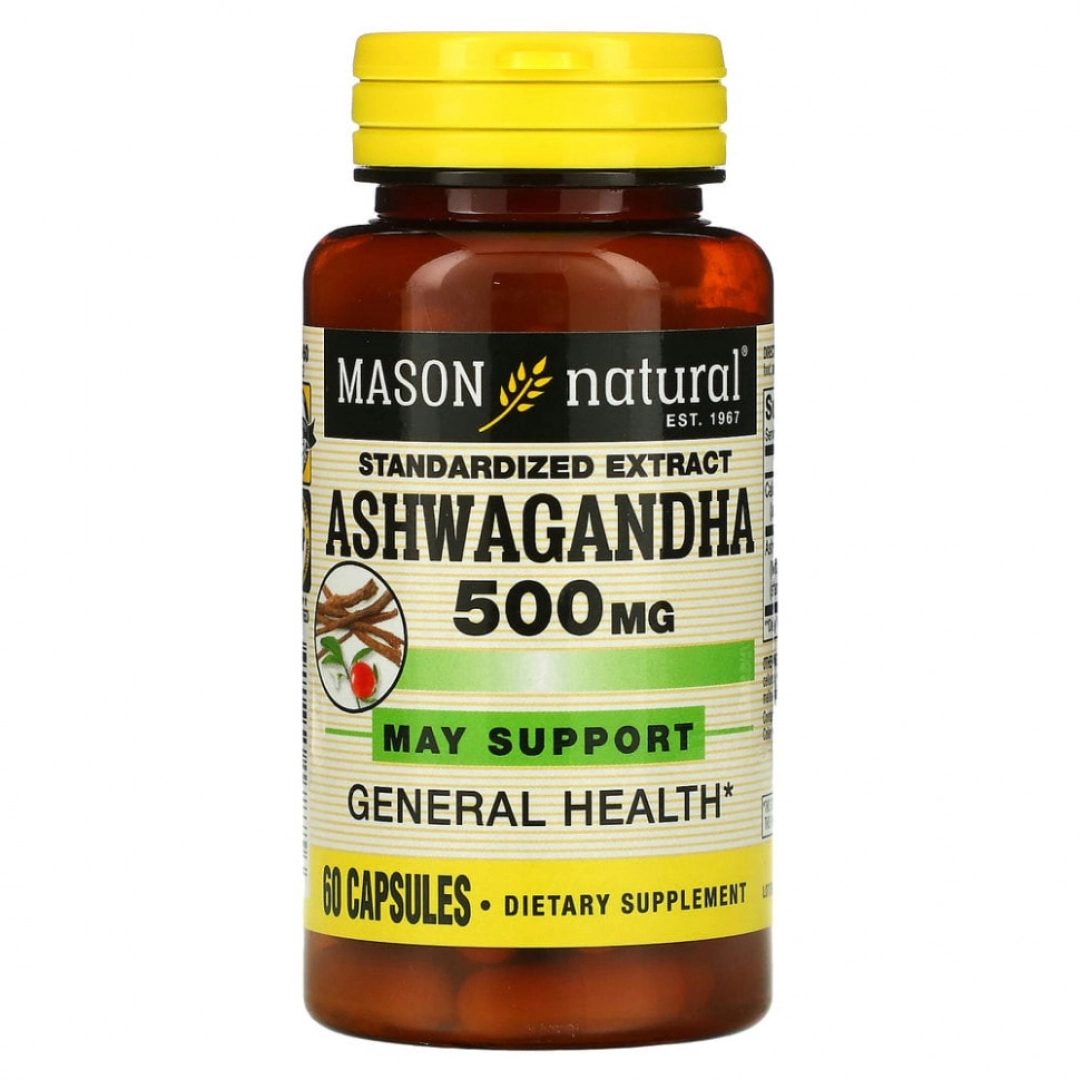 Mason Natural, Ashwagandha, 500 mg, 60 kapsula (17875)