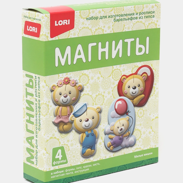 Набор для изготовления магнитов из гипса Lori "Милые мишки"