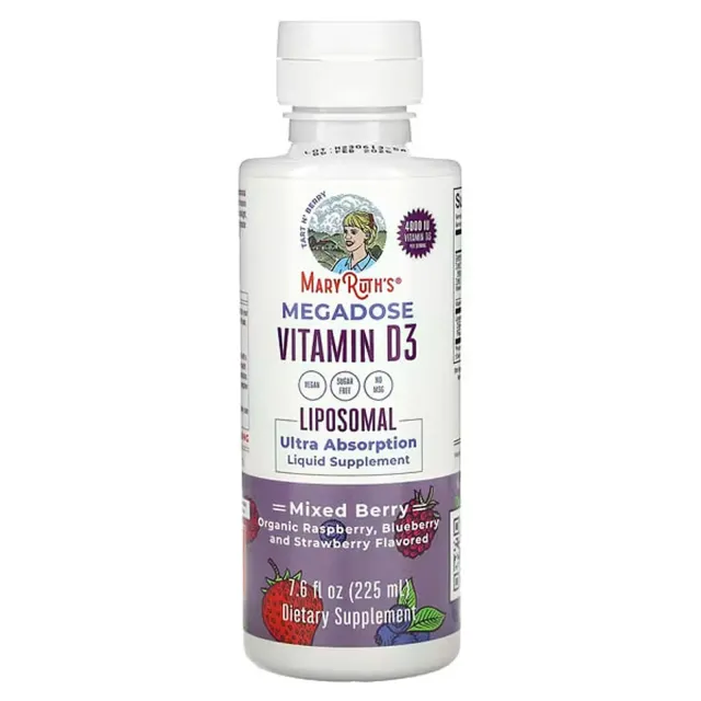 MaryRuth’s Liposomal Vitamin D3 Mega Dose, rezavor mevalar aralashmasi, 7,6 suyuq untsiya (225 ml) (39283)
