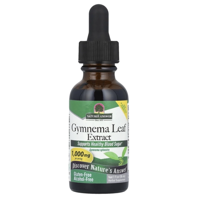 Nature’s Answer Gymnema Leaf Extract, Jimnema bargi ekstrakti, spirtsiz, 1000 mg, 30 ml (1 suyuq untsiya) (00631)