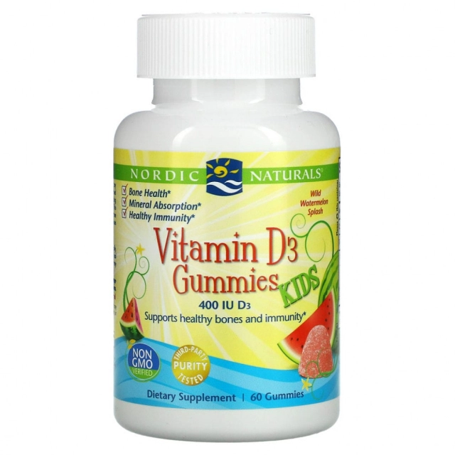Nordic Naturals, bolalar uchun chaynalmali konfetlar, vitamin D3, 400 ME, 60 dona (31143)