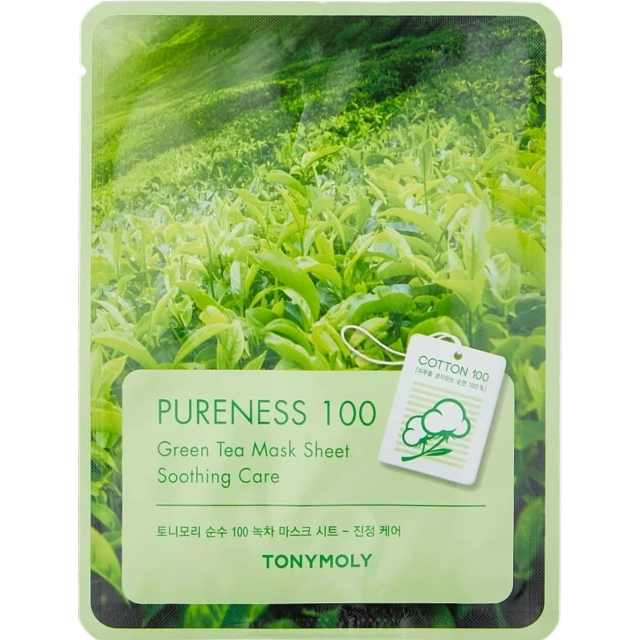 Yuz uchun matoli niqob PURENESS 100 GREENTEA MASK SHEET 21ml