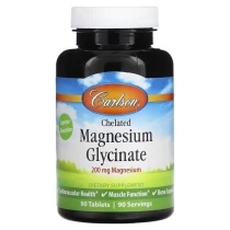 Carlson, Chelated Magnesium Glycinate, 200 mg, 90 Tabletka  (05611) ▷ ASAXIYdan xarid qilish: narxlar, xususiyatlar, izohlar