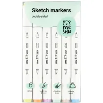 Meshu ikki tomonlama eskiz markerlari to'plami 6 dona. pastel ranglar MS_38250 ▷ ASAXIYdan xarid qilish: narxlar, xususiyatlar, izohlar