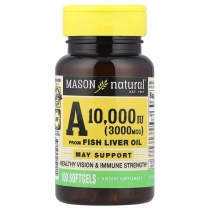 Mason Natural, Витамин А из рыбьего жира, 3000 мкг (10 000 МЕ), 100 мягких капсул (05921) ▷ купить в ASAXIY: цены, характеристики, отзывы